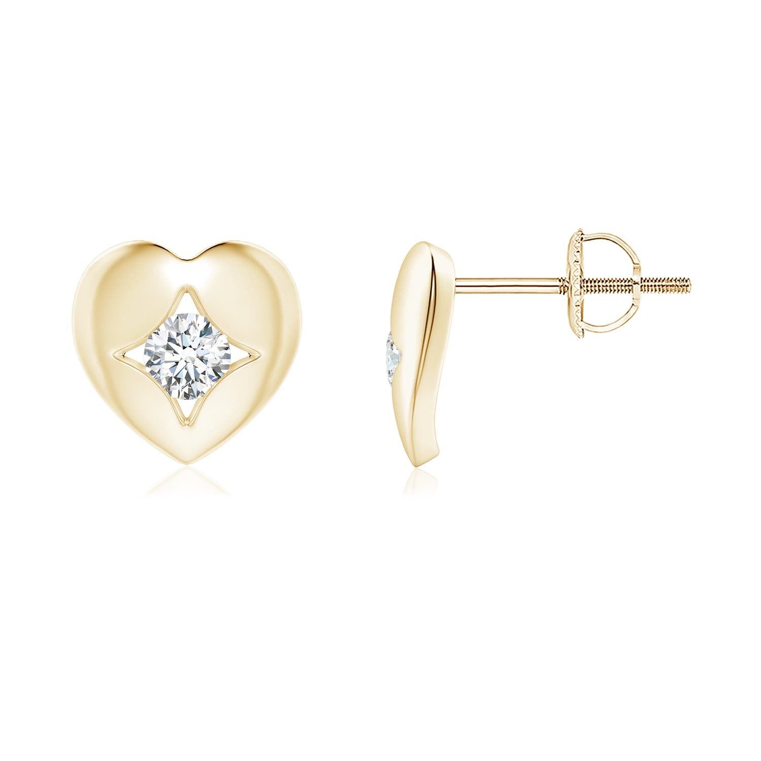 Buy Lab-Grown-Channel-Set Diamond Solitaire Heart-Shaped Stud Earrings ...