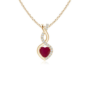 Ruby Infinity Heart Pendant with Diamonds