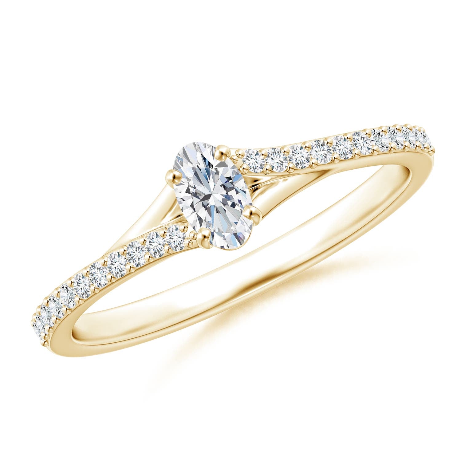 Lab-Grown-Oval Diamond Split Shank Engagement Ring with Accents ...