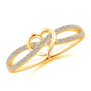 Round Natural Diamond Criss Cross Heart Promise Ring